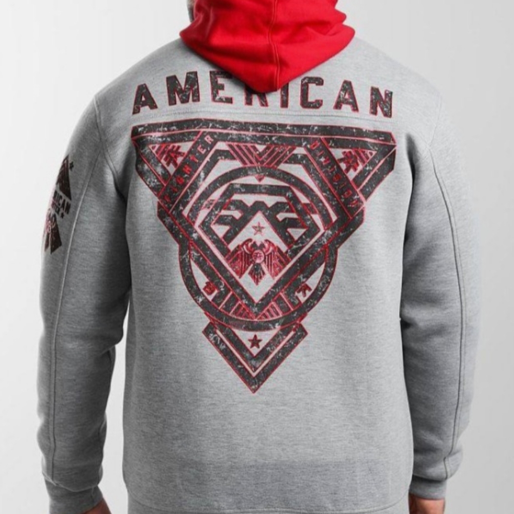 American Fighter jacket with hoodie insert. Size small, fits like a medium.